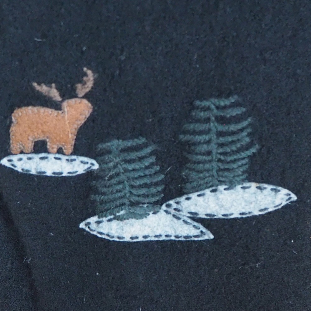 VTG Woolrich 100% Wool Vest Womens M Black Cabin Lodge Embroidered Button Up - Picture 9 of 16